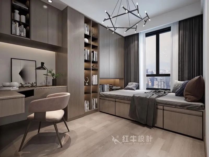 吳波_紅牛設計--中垠紫金官邸100㎡（B戶型）現(xiàn)代簡約07效果圖欣賞_書房