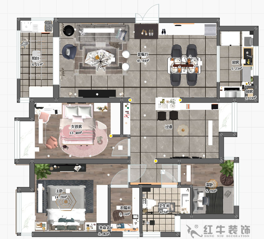 蔣琛_萬達(dá)茂三期2-2001-128㎡-現(xiàn)代簡約風(fēng)格_平面圖+logo