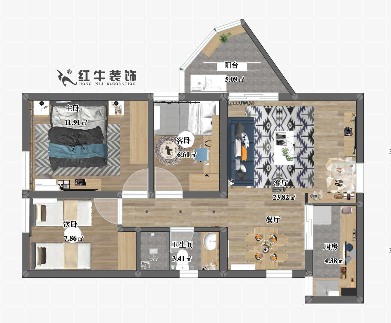 劉小勇_南灣營寧康苑38-303-90㎡-現(xiàn)代簡約風(fēng)格_彩平圖