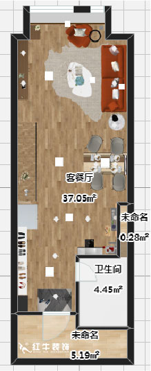 吳波_明發(fā)銀河城1-407-40㎡挑高-現代風格00彩平圖