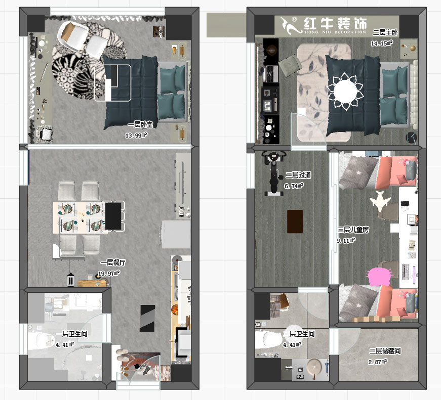 仇美蓉_時代天地廣場3號樓1606-35㎡復式-現(xiàn)代簡約風格00彩平圖