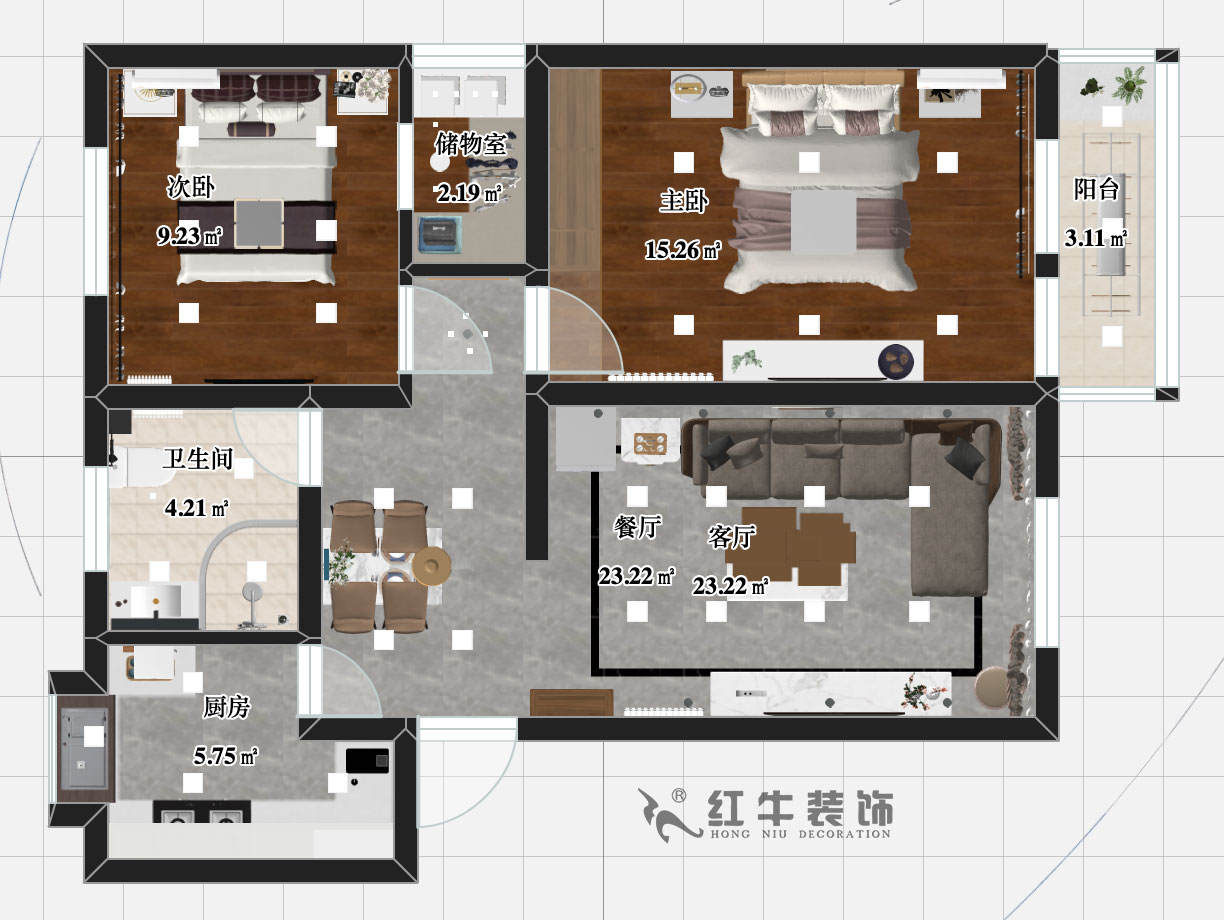 張智猿_九華山2號201-80㎡-簡約風格_2室2廳1衛(wèi)（舊房裝修）_成品家￥115756_全包11