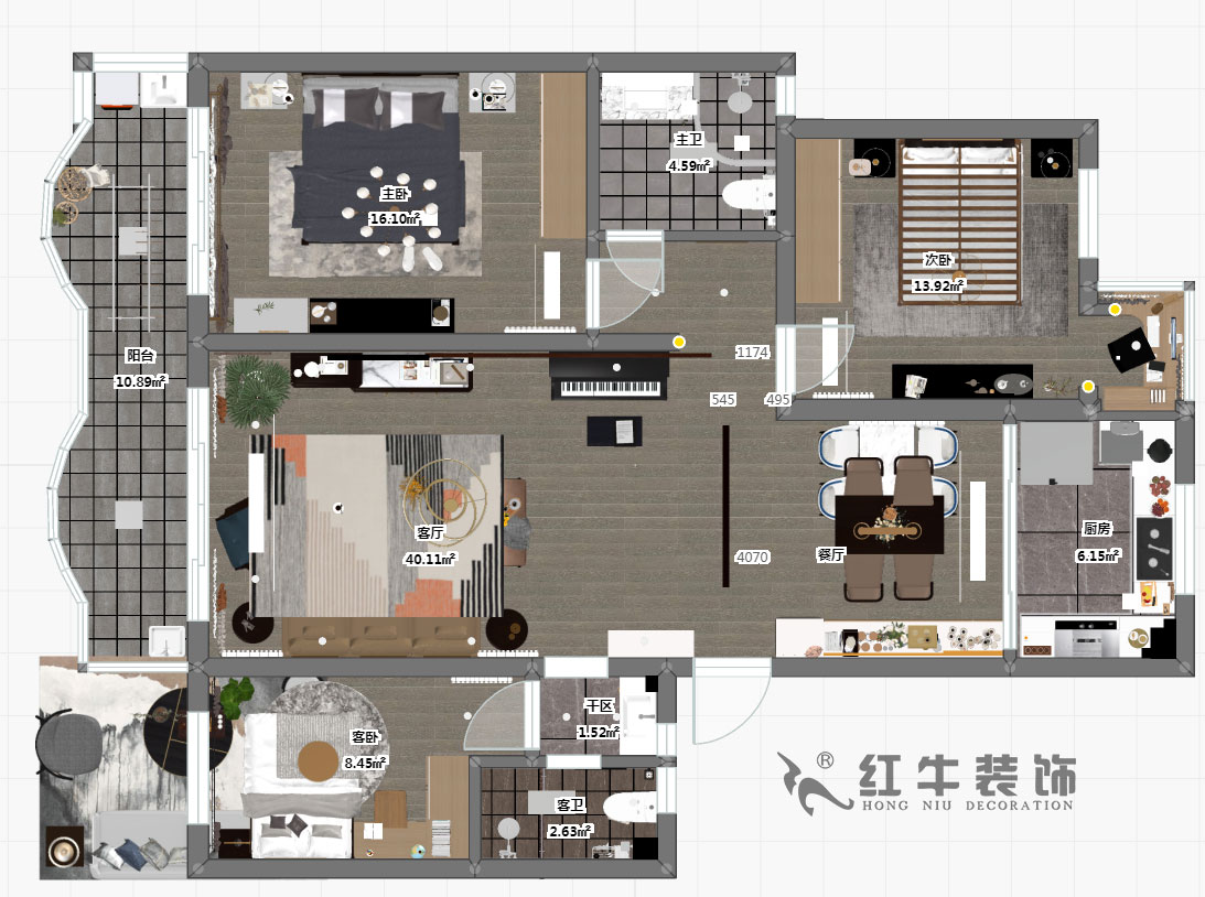 仇美蓉_半山花園4-2-304-125㎡-現(xiàn)代風格_3室2廳2衛(wèi)（老房裝修）_定制家￥184867_全包18