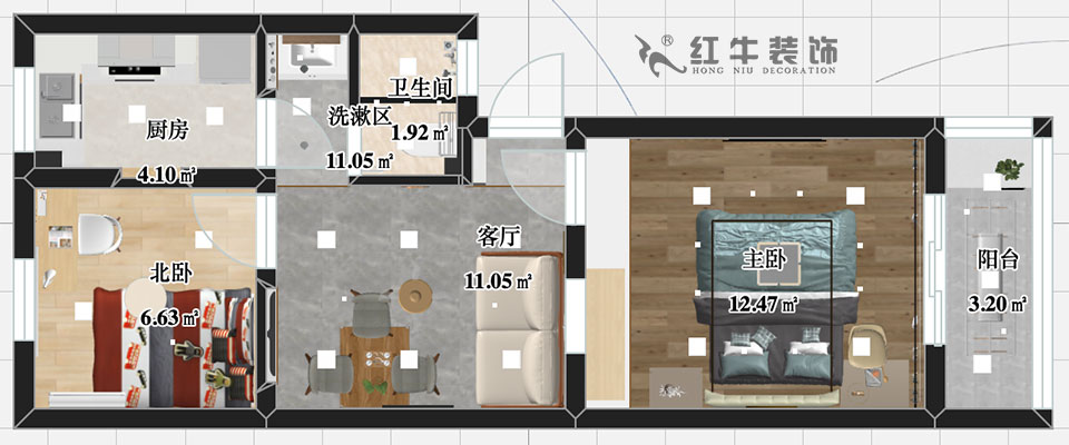 張智猿_濱江花園西園25-2-602-52㎡-現(xiàn)代簡約風(fēng)格_2室1廳1衛(wèi)（老房裝修）_定制家￥80749_全包8