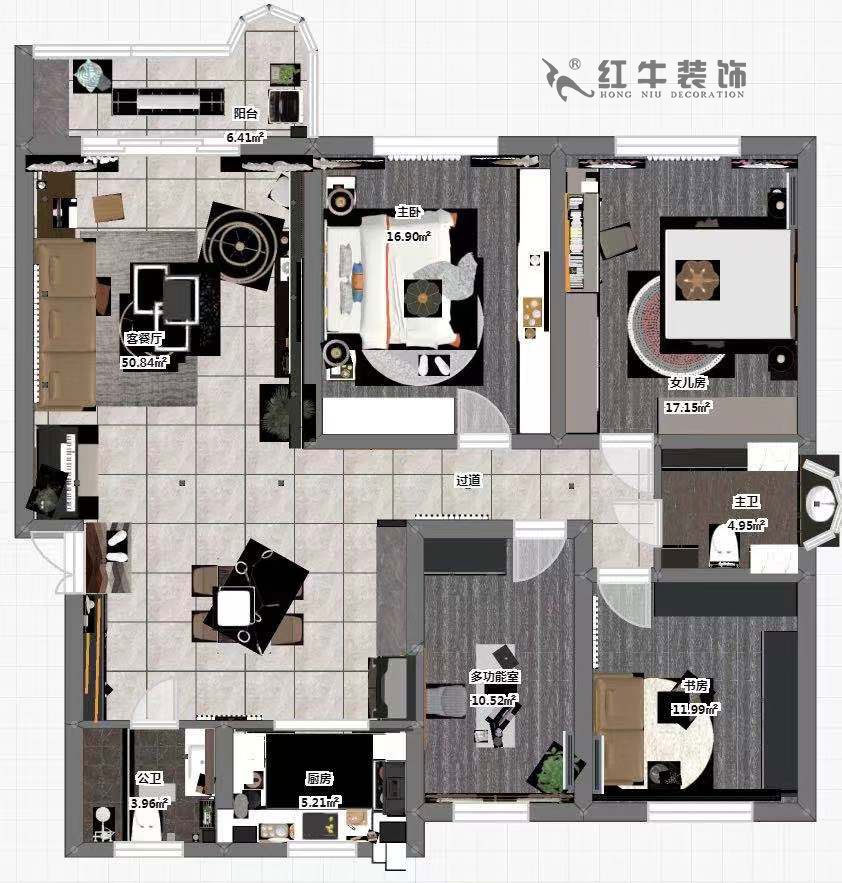 魏明花_梅花山莊21-201-702-153㎡-現(xiàn)代簡(jiǎn)約風(fēng)格_4室2廳2衛(wèi)（二手房裝修）_定制家￥260000_全包26萬(wàn)00_03彩平圖