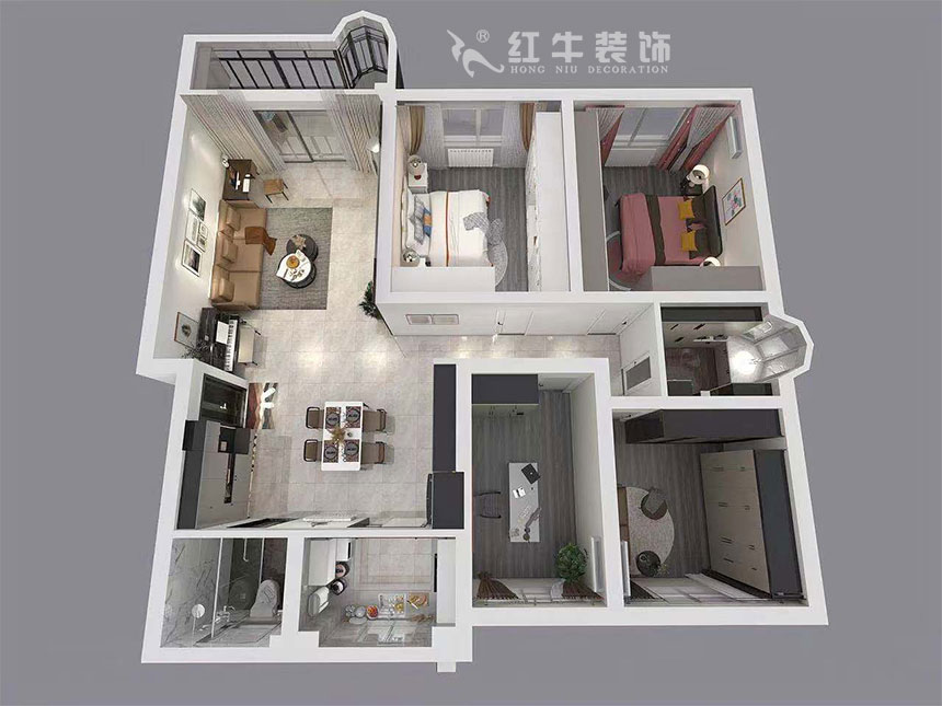 魏明花_梅花山莊21-201-702-153㎡-現(xiàn)代簡(jiǎn)約風(fēng)格_4室2廳2衛(wèi)（二手房裝修）_定制家￥260000_全包26萬(wàn)00_04鳥(niǎo)瞰圖
