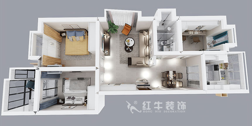 熊皓宇_東城水岸6-B-204-100㎡-現(xiàn)代簡(jiǎn)約風(fēng)格_3室2廳1衛(wèi)（老房翻新）_成品家￥165270_全包14萬(wàn)00_04鳥(niǎo)瞰圖