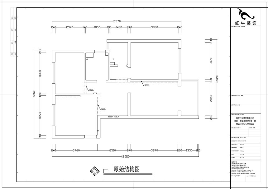 張智猿｜盛和家園南區(qū)6-1-1301-80㎡-現(xiàn)代簡約風格｜3室2廳1衛(wèi)｜老房裝修｜定制家￥106397｜全包11萬｜00_01原始結構圖