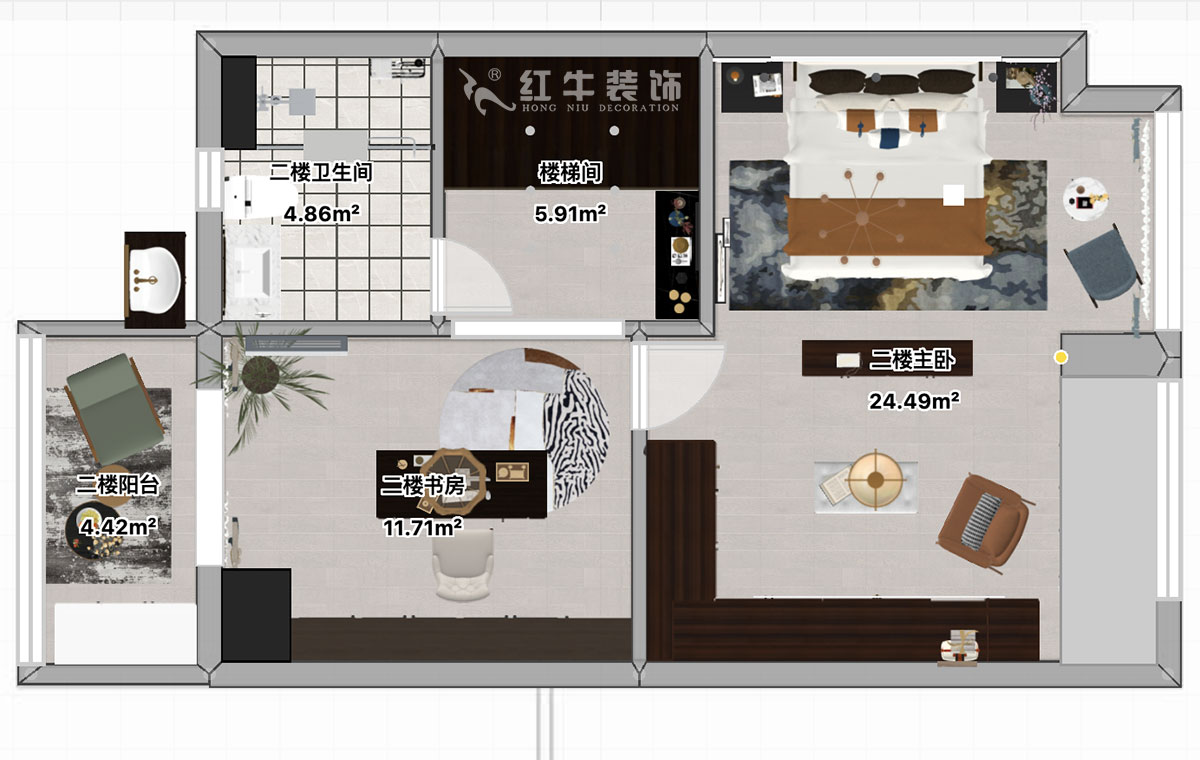 顧娟｜仙林首望城5-1102-120㎡-簡美風格｜3室2廳2衛(wèi)｜新房裝修｜定制家￥168000｜全包18萬｜00_09二樓平面彩圖