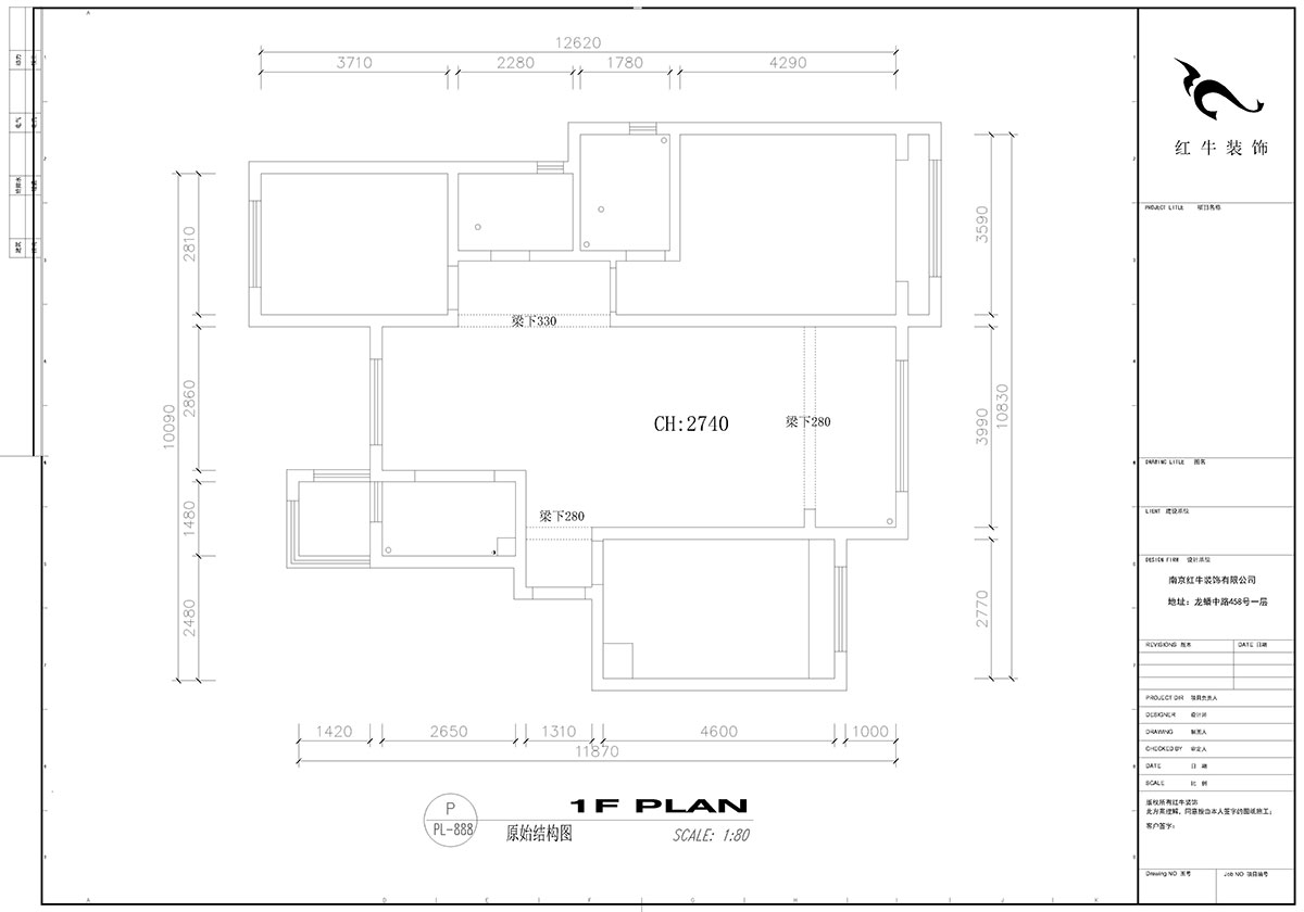 【實(shí)景案例】高靈慧｜弘陽時光印象1-201-115㎡-現(xiàn)代風(fēng)格｜3室2廳2衛(wèi)｜定制家￥154784｜全包15萬｜00_01原始結(jié)構(gòu)圖