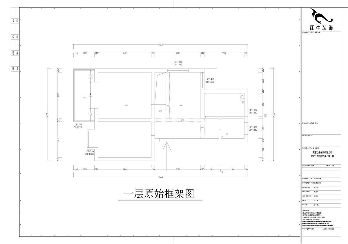 孟憲濤｜堯順佳園2期60-606-72㎡-簡約風格｜3室1廳1衛(wèi)｜新房裝修｜定制家｜全包11萬｜00_01一層原始框架圖