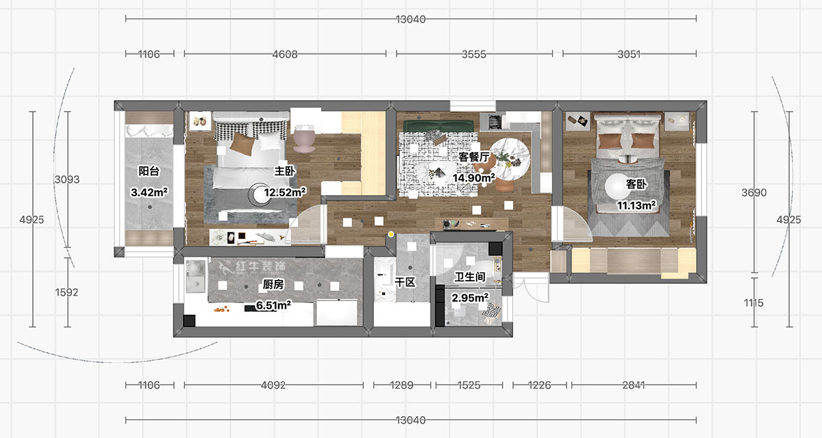 顧娟｜大光路36號3-301-60㎡-現(xiàn)代風(fēng)格｜2室2廳1衛(wèi)｜舊房裝修｜定制家｜全包11
