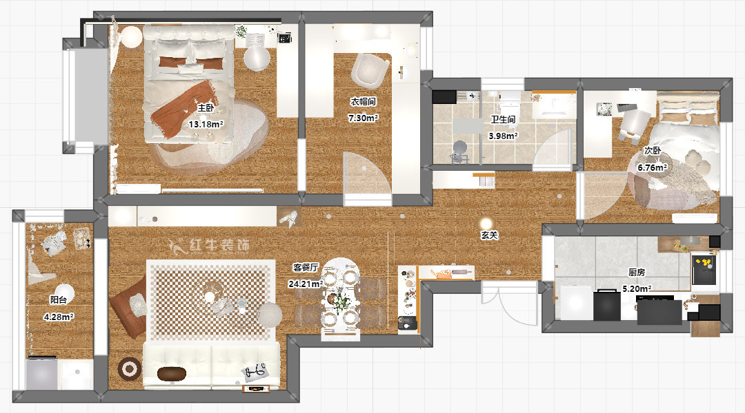 賈庭｜紫金觀邸4-1306-88㎡-北歐風格｜3室3廳1廚1衛(wèi)｜新房裝修｜定制家｜全包10