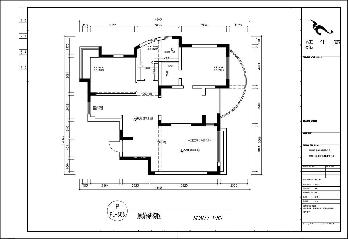 顧娟｜翠島花城荷田苑6-101-135㎡-現(xiàn)代簡(jiǎn)約風(fēng)格｜3室2廳2衛(wèi)｜舊房裝修｜定制家｜全包19萬｜00_01原始結(jié)構(gòu)圖
