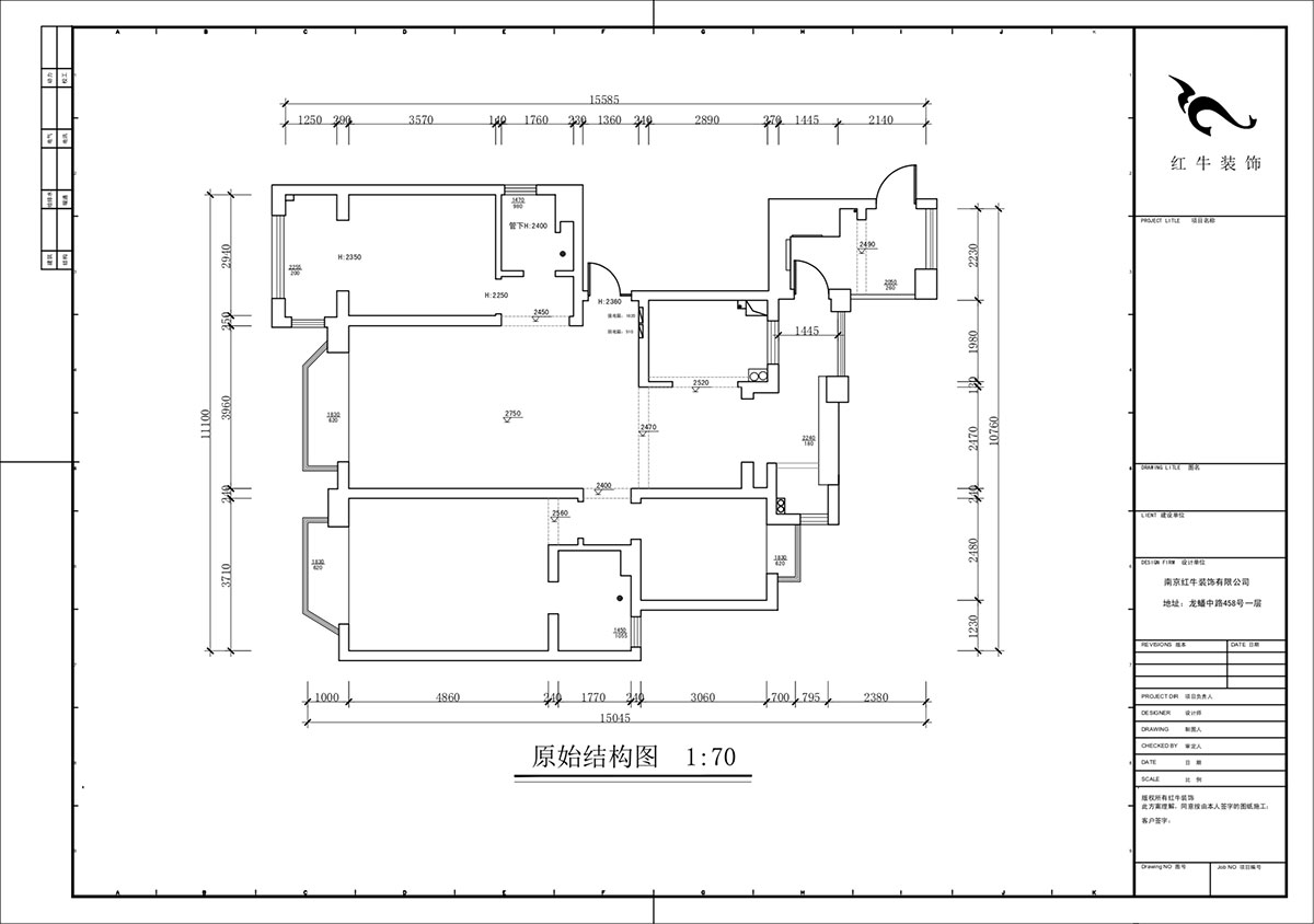 蔣?。鸪?1-3-2206-140㎡-法式奶油風(fēng)格｜3室2廳2衛(wèi)｜新房裝修｜定制家｜全包23萬｜00_01原始結(jié)構(gòu)圖