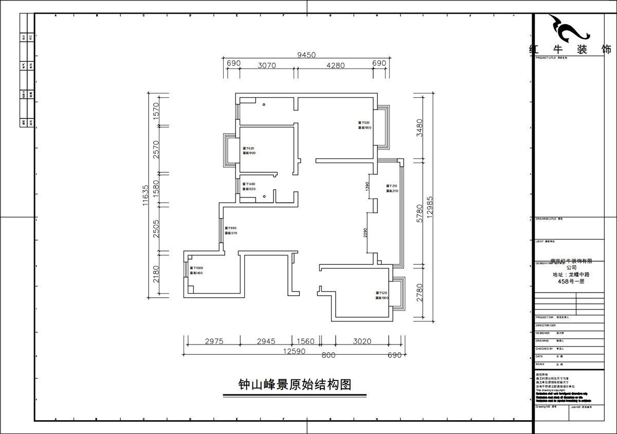 朱彥｜鐘山峰景15-803-128㎡-簡(jiǎn)約風(fēng)格｜3室2廳2衛(wèi)｜新房裝修｜定制家｜全包13萬(wàn)｜00_01原始結(jié)構(gòu)圖