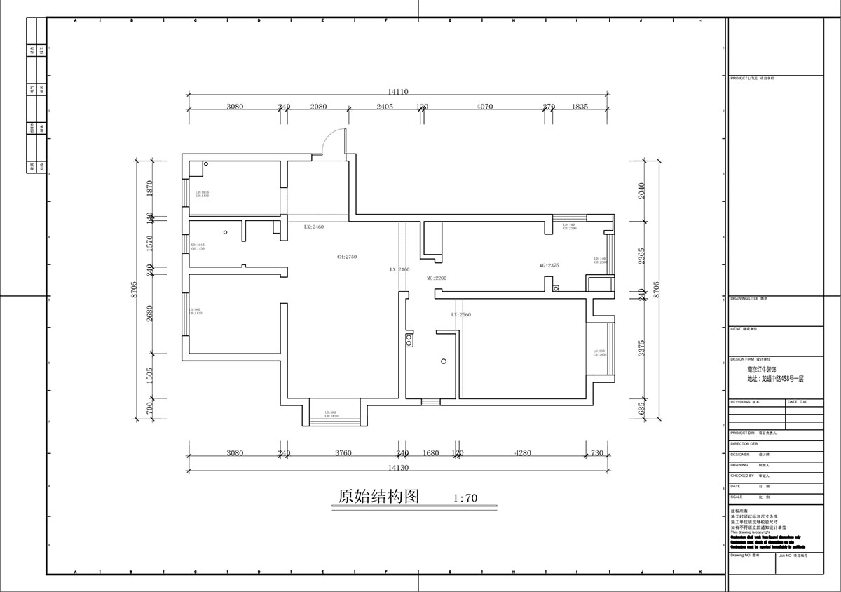蔣?。鹩驀H10-2004-105㎡-現(xiàn)代簡約風(fēng)格｜3室1廳1衛(wèi)｜毛坯裝修｜定制家｜全包12萬｜00_01原始結(jié)構(gòu)圖