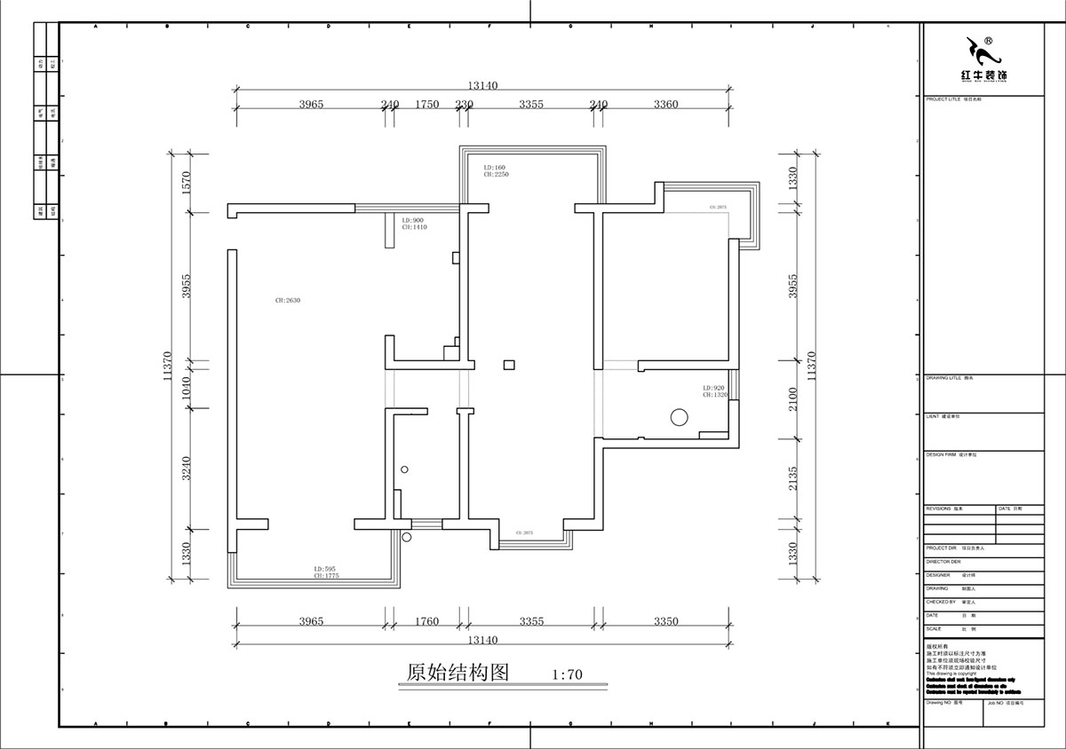 蔣?。邓{(lán)星座1-804-130㎡-現(xiàn)代簡(jiǎn)約風(fēng)格｜3室2廳2衛(wèi)｜老房裝修｜定制家｜全包19萬(wàn)｜00_01原始結(jié)構(gòu)圖