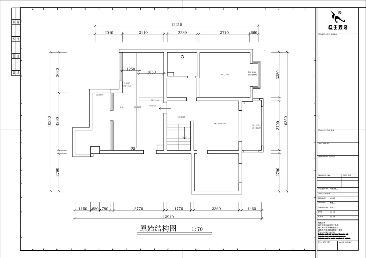蔣?。汩坷?-3-1101-260㎡-現(xiàn)代簡約風(fēng)格｜4室3廳2衛(wèi)｜老房裝修｜定制家｜全包29萬｜00_02二層原始結(jié)構(gòu)圖