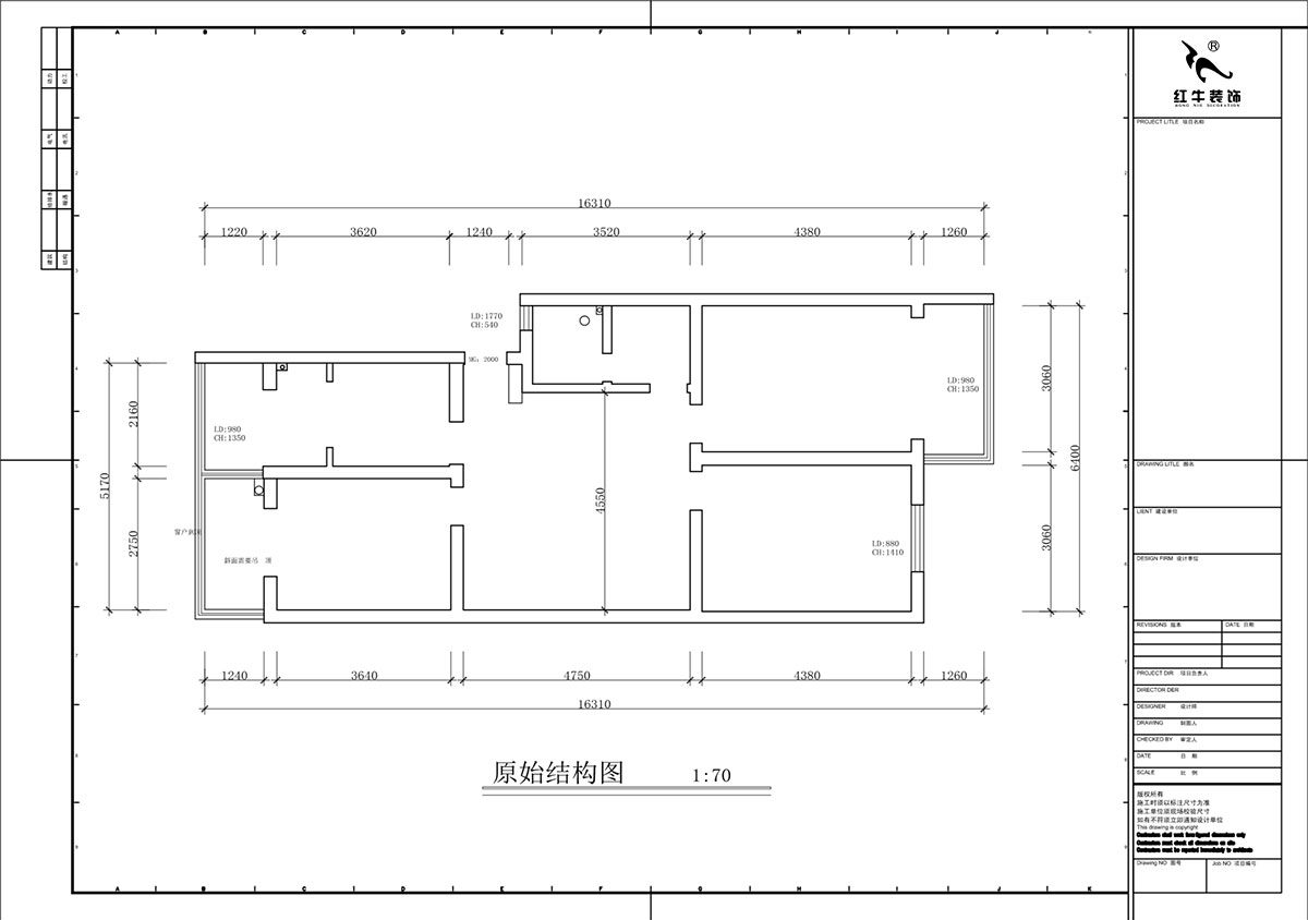 蔣?。鹬刍▓@4-3-806-100㎡-現(xiàn)代簡約風(fēng)格｜3室2廳1衛(wèi)｜老房裝修｜定制家｜全包12萬｜00_01原始結(jié)構(gòu)圖