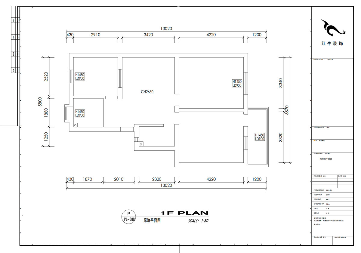 劉小勇｜龍蟠中路466號401室-83㎡-現(xiàn)代簡約風格｜2室2廳1衛(wèi)｜老房裝修｜定制家｜全包10萬｜00_01原始結(jié)構(gòu)圖